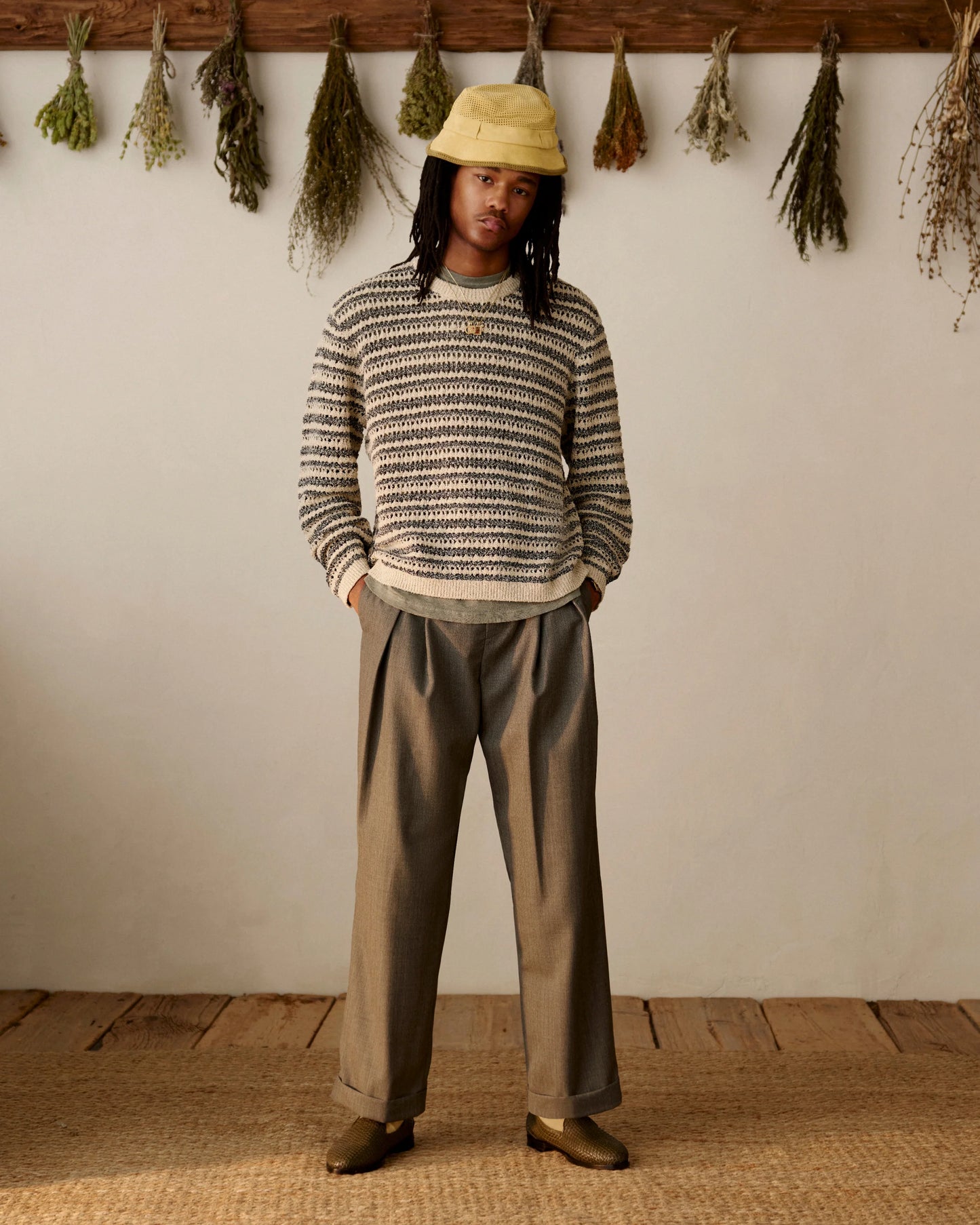Aime Leon Dore Bouclé Open Knit Crewneck Sweater